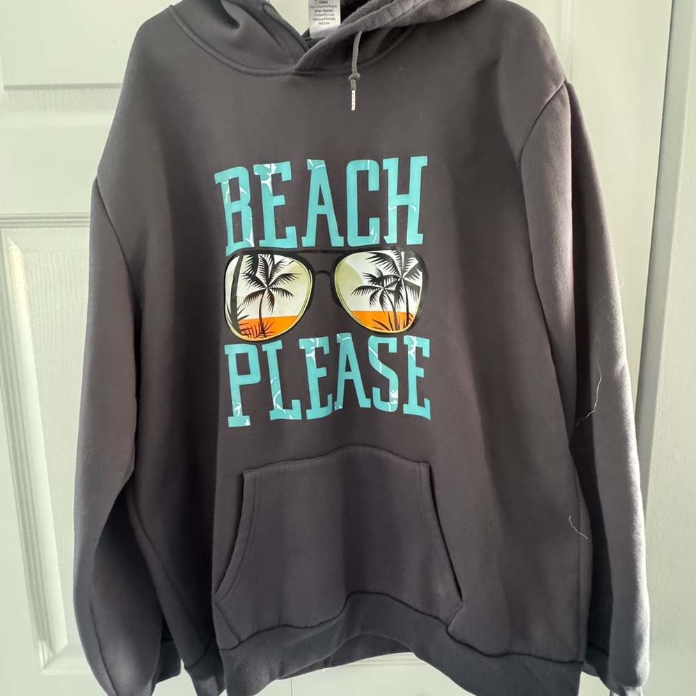 Gray Hoodie with Beach Please Graphic